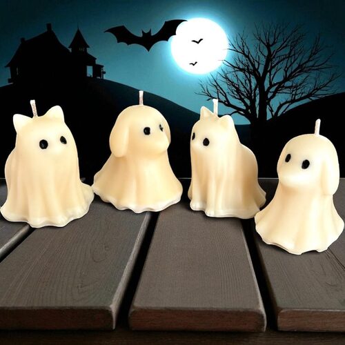 Ghostly Cat & Dog Candles